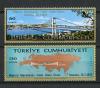 Почтовые марки. Турция, 1970 г. Mi.No. 2161 - 2162. Заложен первый камень в фундамент первого моста через Босфор. 1970г